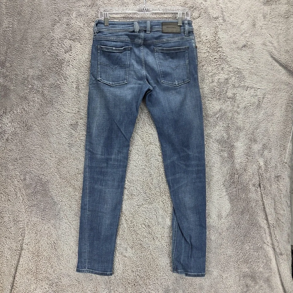 Diesel Jeans Mens 28x30 Blue Sleenker Slim Skinny Button Fly Stretch Denim 084UI